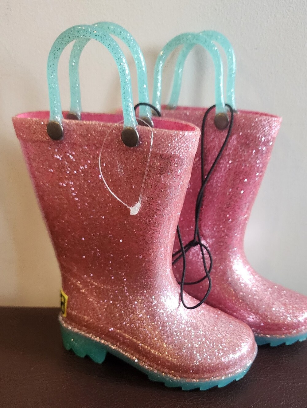 Western Chief Toddler Girls Pink Shimmer Glitter Lighted Rain Boots Size 5 US